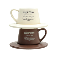 Puodeliai su lėkštelėmis MILK&COFFEE ( 2 vnt. 90 ml)