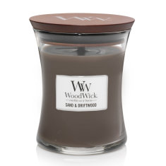 WoodWick svece "SAND &amp; DRIFTWOOD"