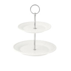 Porcelāna servēšanas trauks, 2 stāvu "TIFFANY WHITE" 